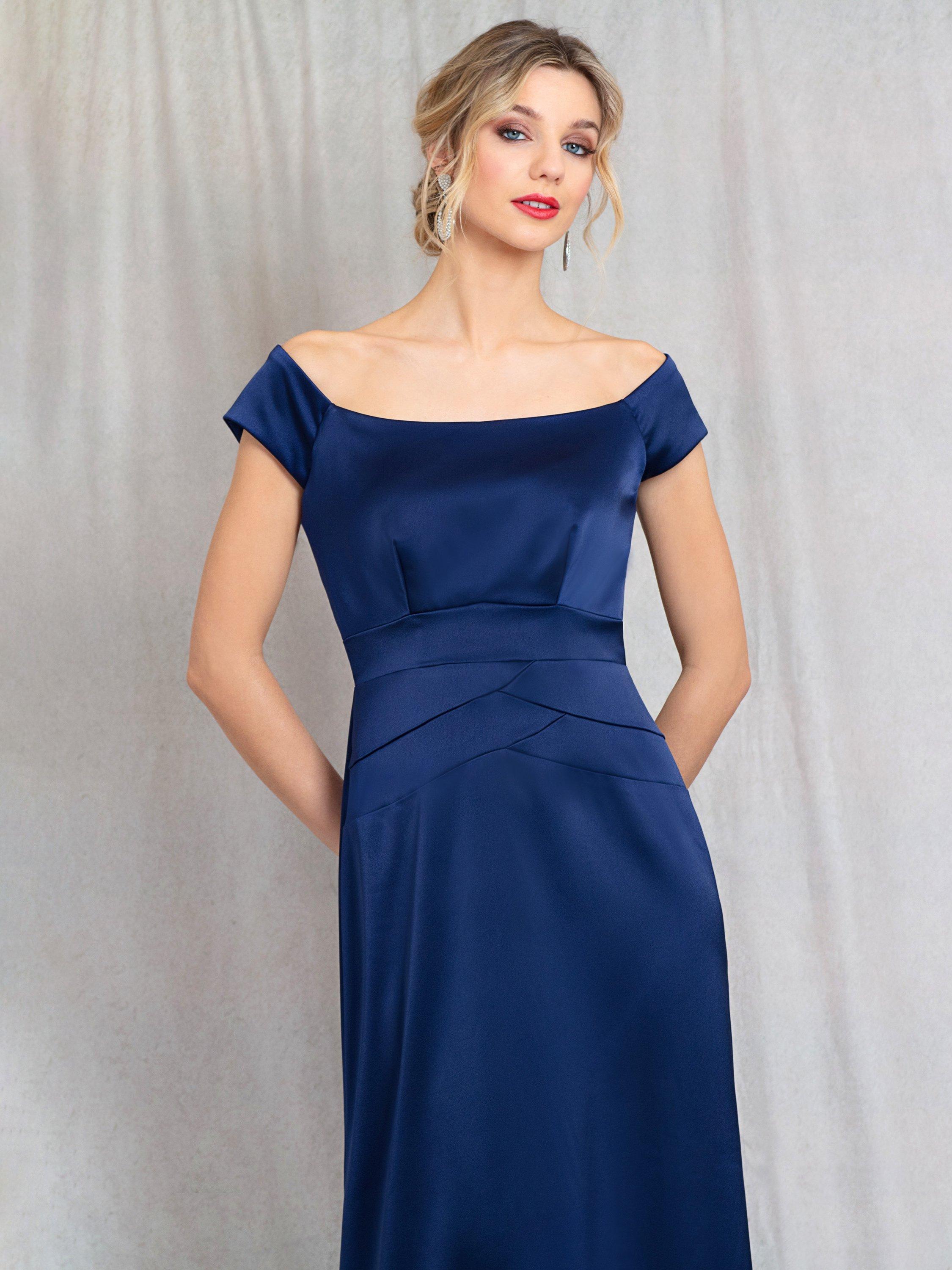 Product image 6 of 7, which shows Alie Street Jasmine Off The Shoulder Gown, Midnight Blue, 6-8