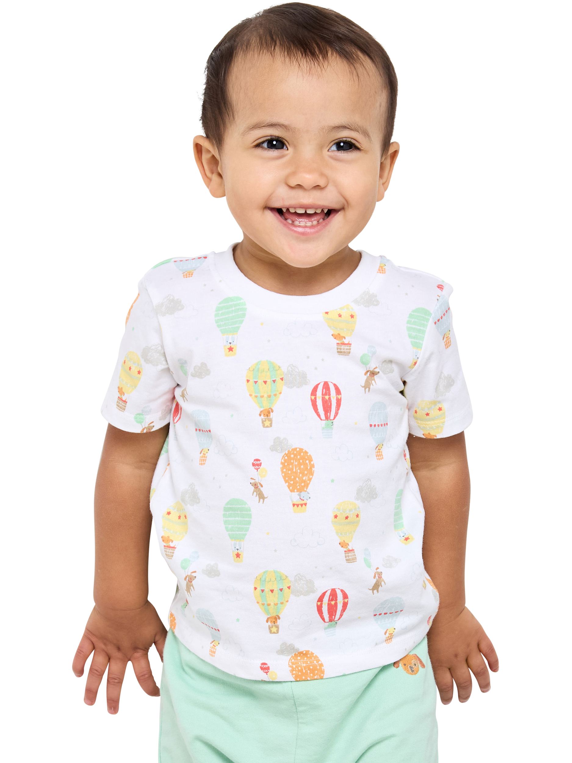 Product image 1 of 6, which shows Mini Cuddles Baby Cotton T-Shirts, Pack of 3, White, 0-3 months
