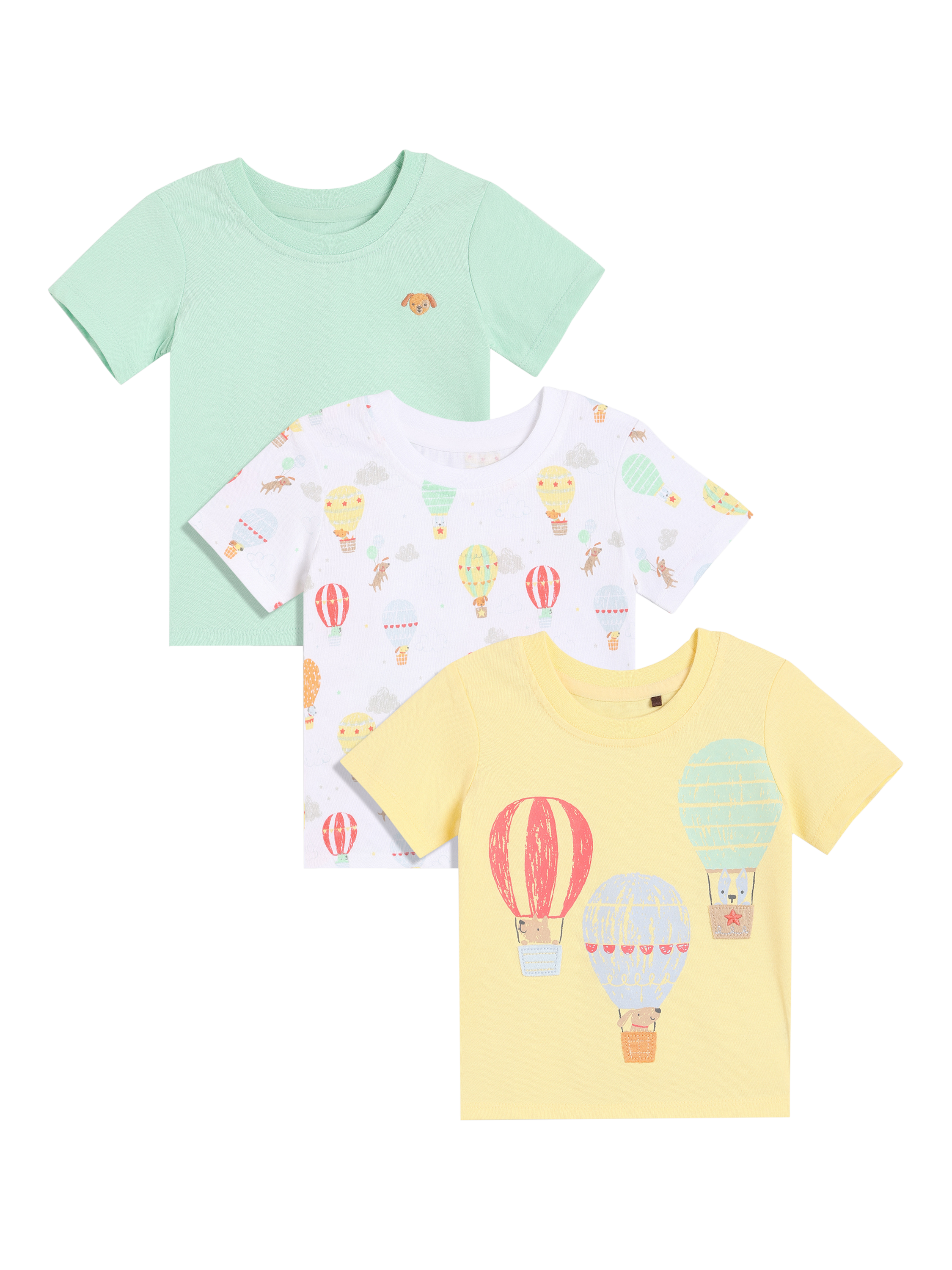 Product image 4 of 6, which shows Mini Cuddles Baby Cotton T-Shirts, Pack of 3, White, 0-3 months