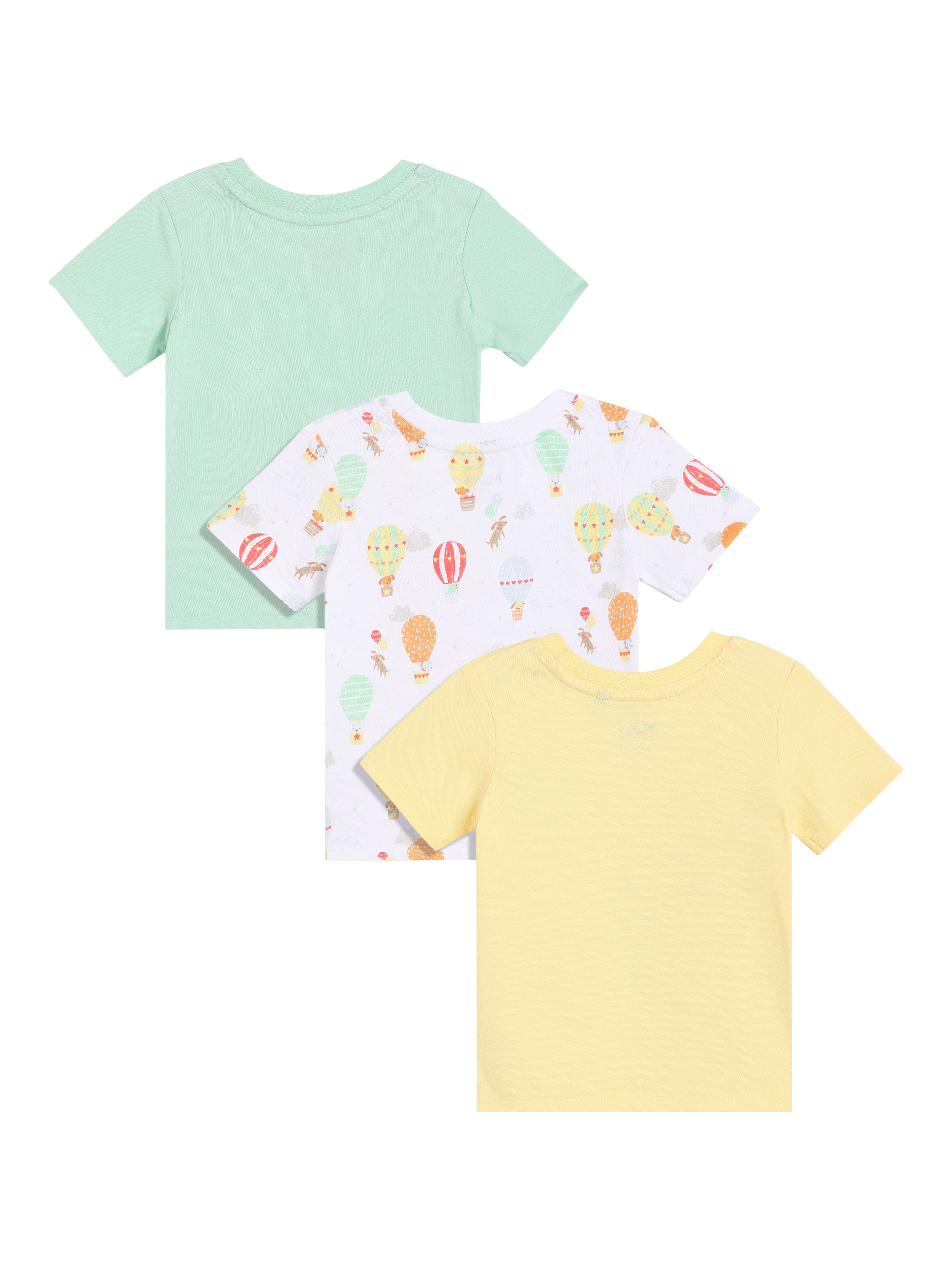 Product image 5 of 6, which shows Mini Cuddles Baby Cotton T-Shirts, Pack of 3, White, 0-3 months