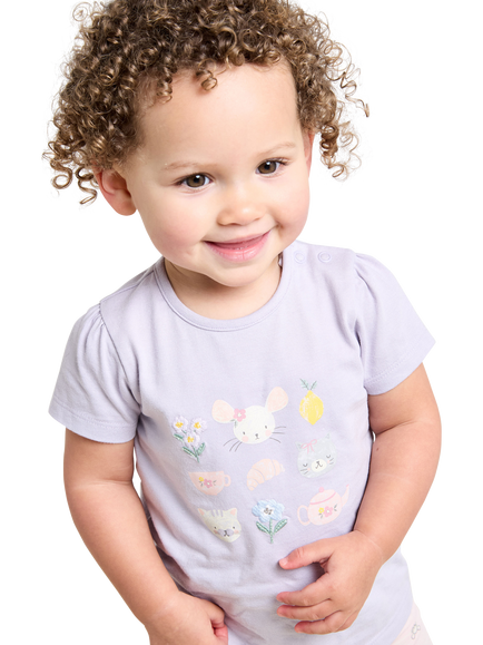 Mini Cuddles Baby Floral Cotton T-Shirts, Pack of 3, Pink, Pink