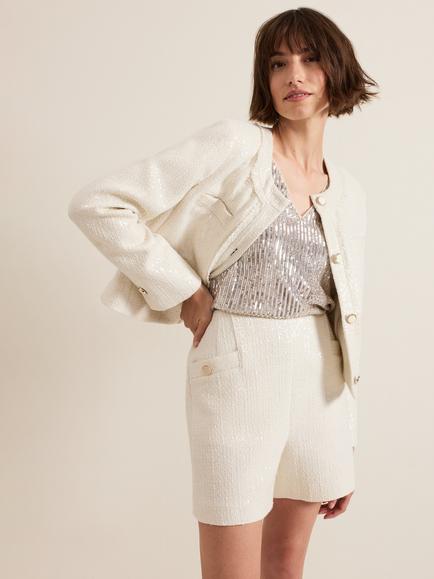 Phase Eight Ripley Sequin Jacket, Ivory, Ivory