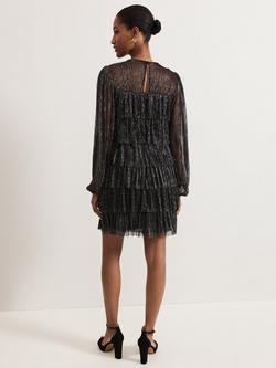 Phase Eight Nika Metallic Tiered Mini Dress - view 2, Black/Multi