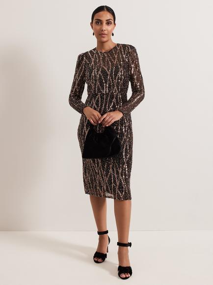 Phase Eight Petite Kaleigh Dress, Black/Multi, Black/Multi