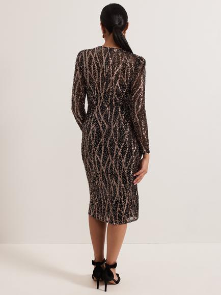 Phase Eight Petite Kaleigh Dress, Black/Multi - view 2, Black/Multi