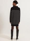 Phase Eight Skylar Stripe Funnel Neck Jumper Dress, Black/Ivory