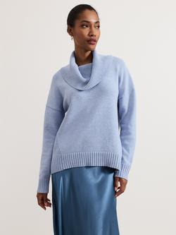 Phase Eight Dara Chunky Cowl Neck Jumper, Light Blue, Light Blue