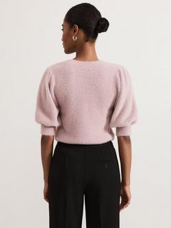 Phase Eight Fern Knit Puff Sleeve Top, Pink - view 2, Pink