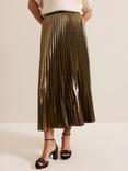 Phase Eight Dhalia Metallic Pleated Skirt, Gold