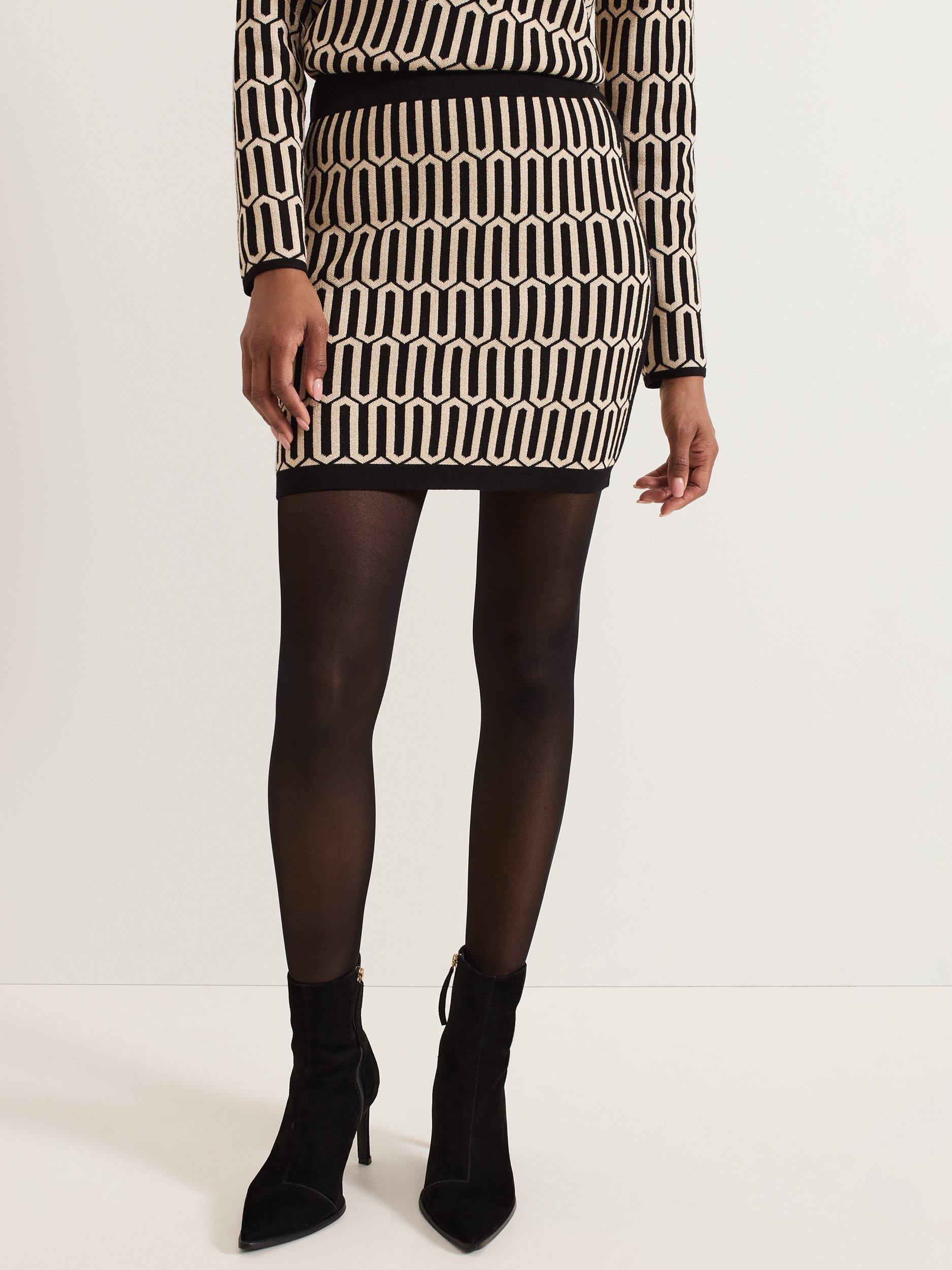 Product image 1 of 8, which shows Phase Eight Tanya Geometric Mini Skirt, Gunmetal, XS