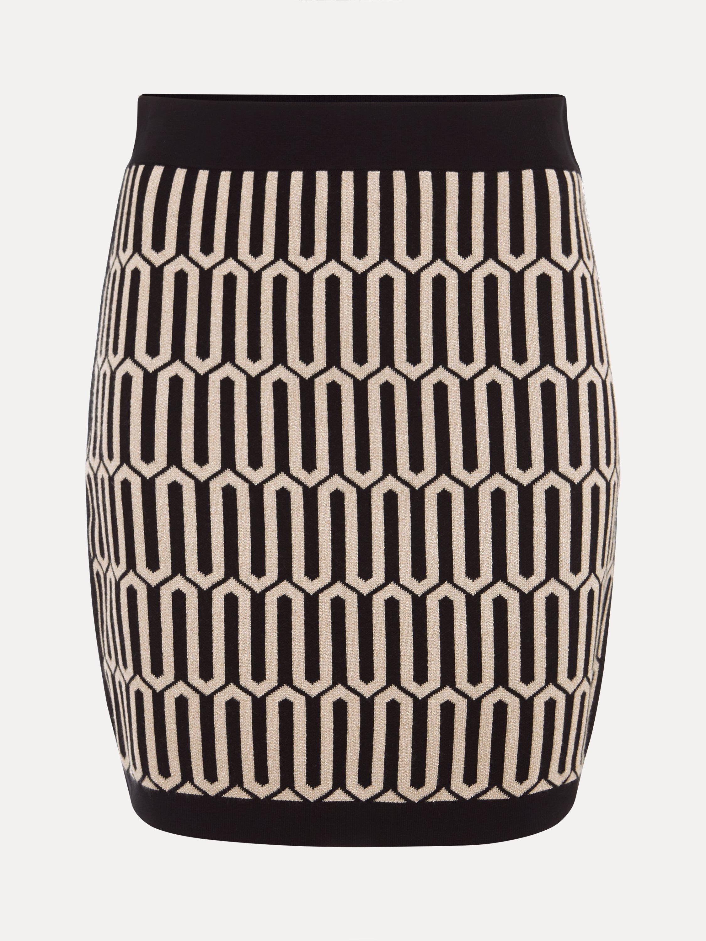 Product image 5 of 8, which shows Phase Eight Tanya Geometric Mini Skirt, Gunmetal, XS
