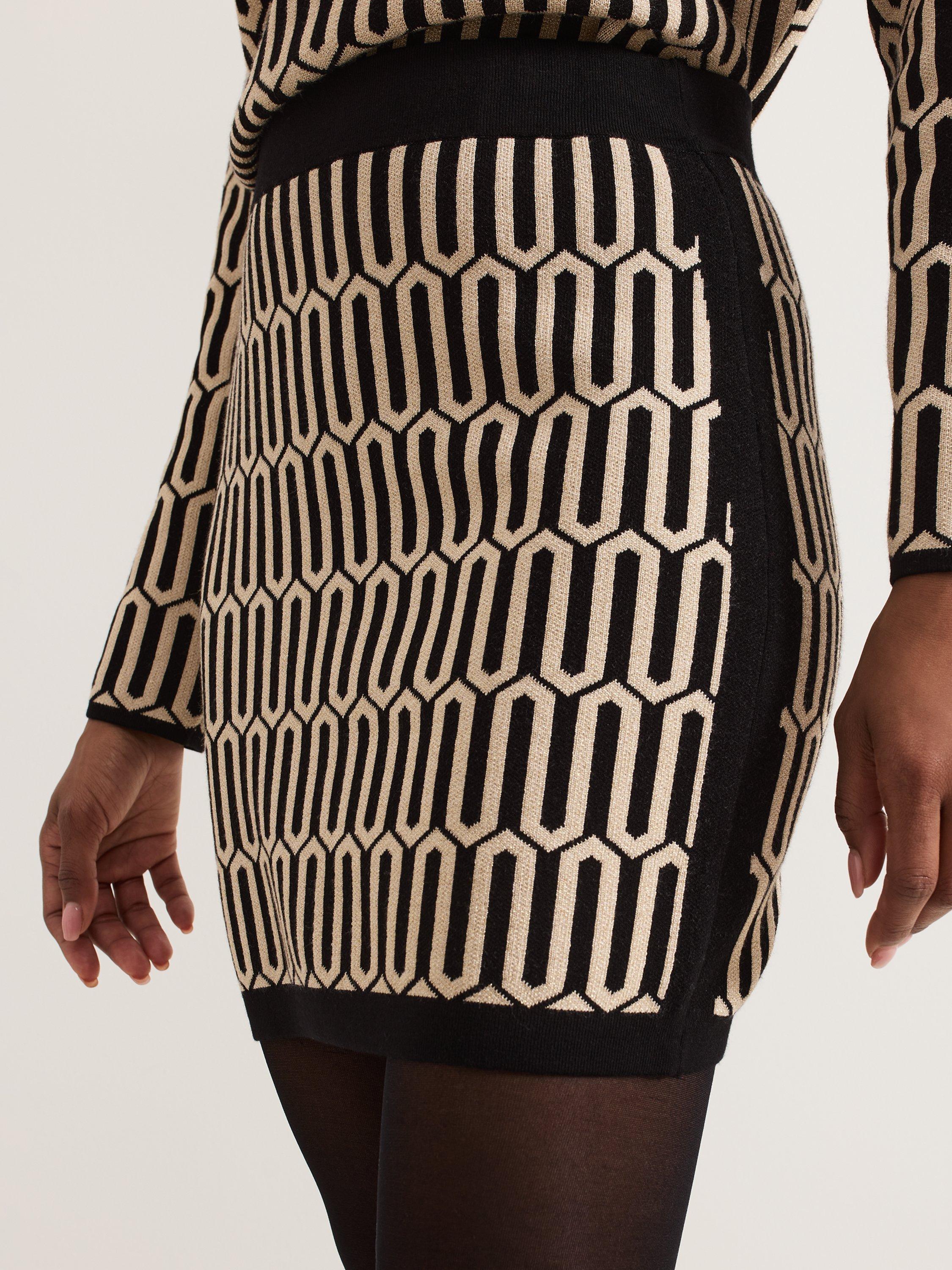 Product image 7 of 8, which shows Phase Eight Tanya Geometric Mini Skirt, Gunmetal, XS