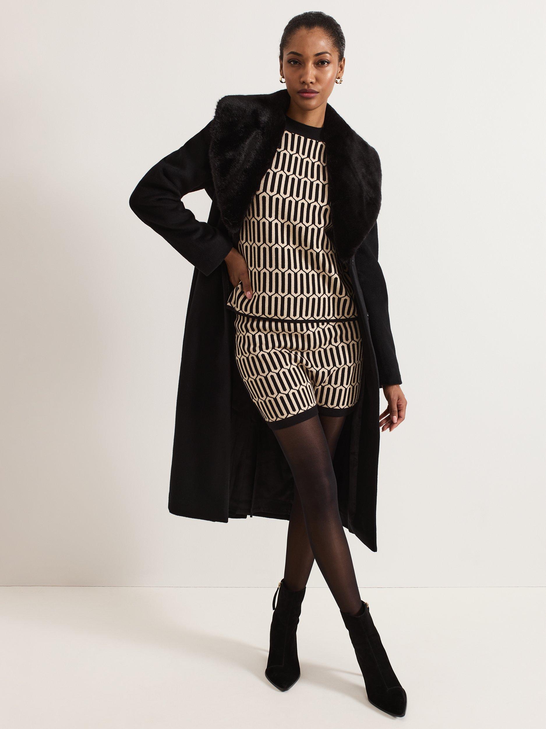 Product image 8 of 8, which shows Phase Eight Tanya Geometric Mini Skirt, Gunmetal, XS
