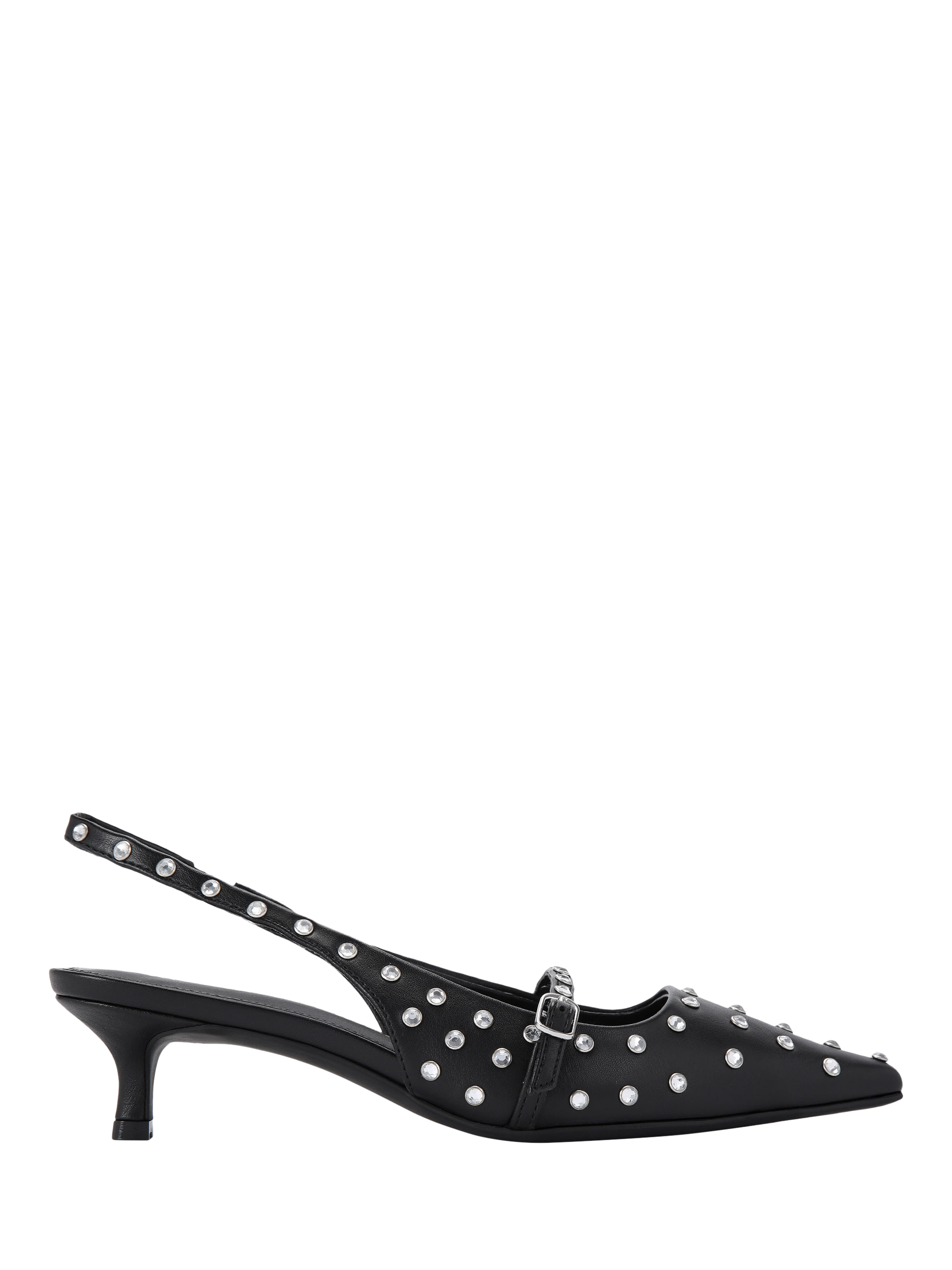 Pointed toe studded kitten heel pumps best sale