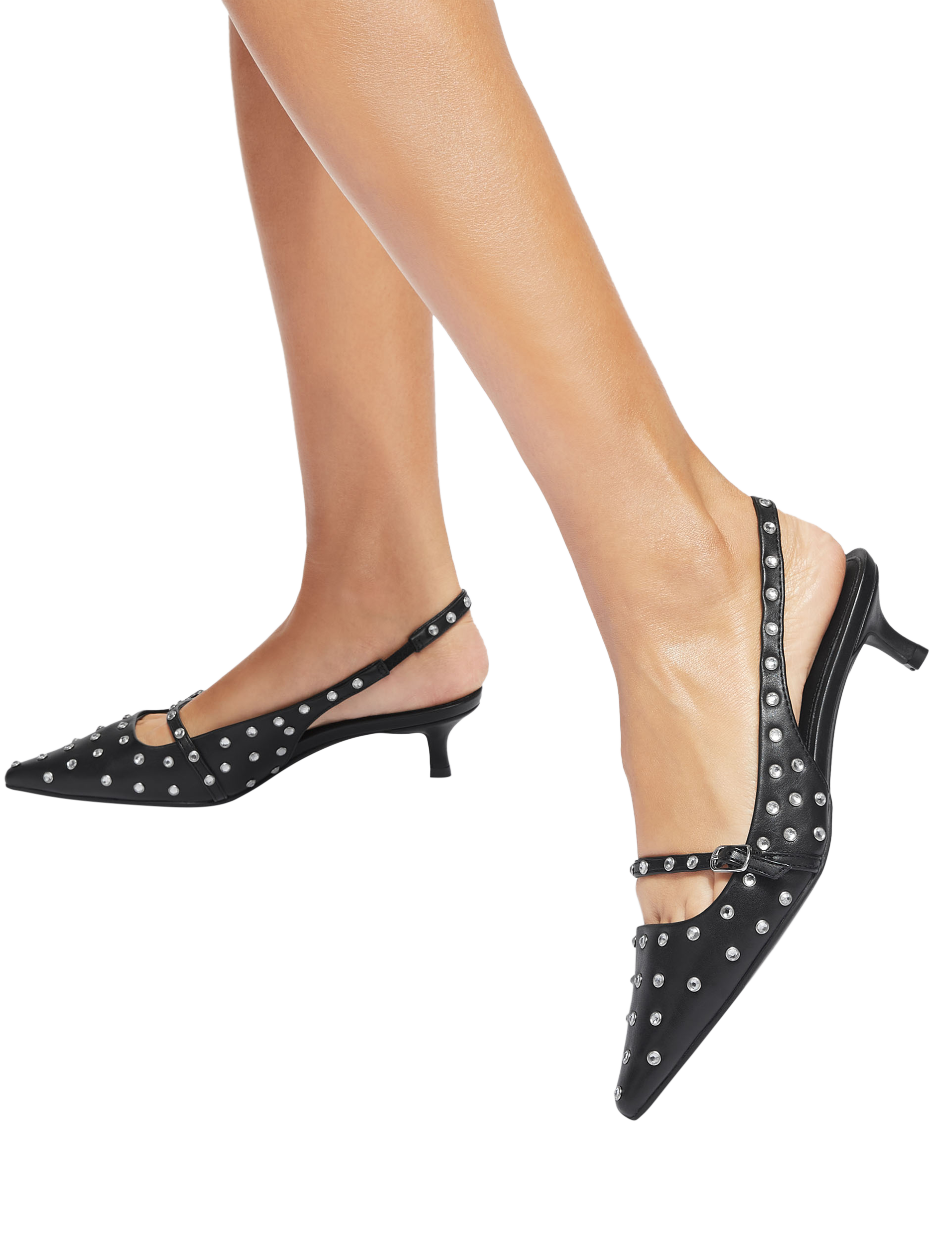 KG Kurt Geiger Former Studded Kitten Heel Court Shoes Black