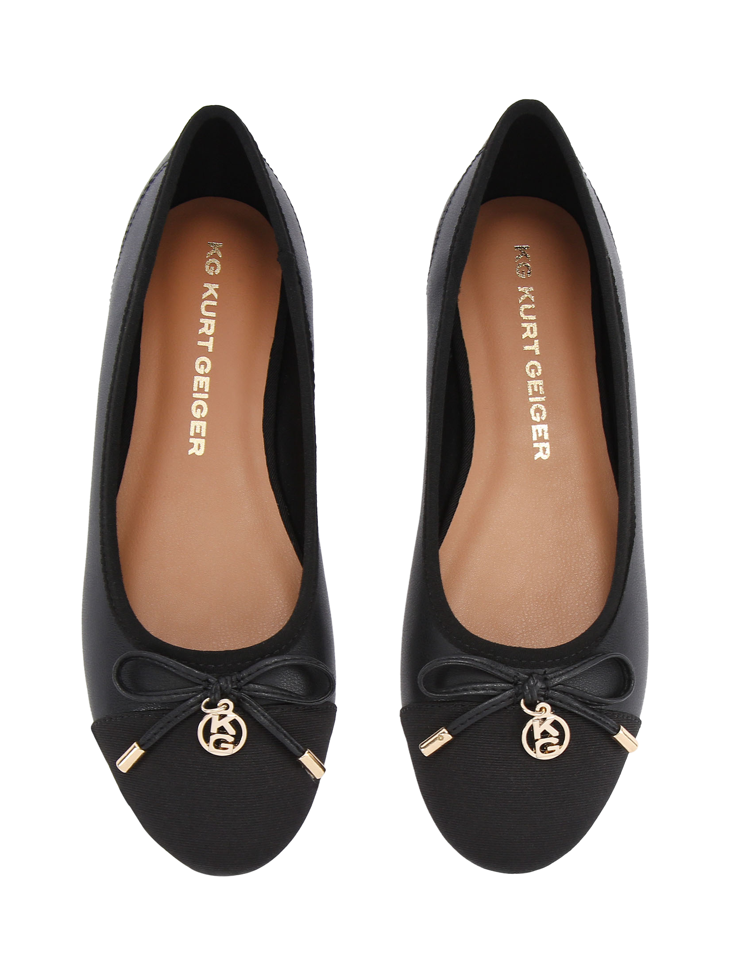 Product image 3 of 5, which shows KG Kurt Geiger Mindy 2 Contrast Toe Ballerina Pumps, Black, 3