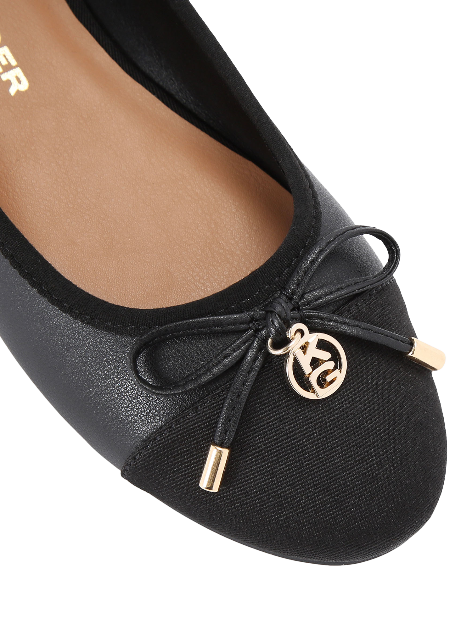 Product image 5 of 5, which shows KG Kurt Geiger Mindy 2 Contrast Toe Ballerina Pumps, Black, 3