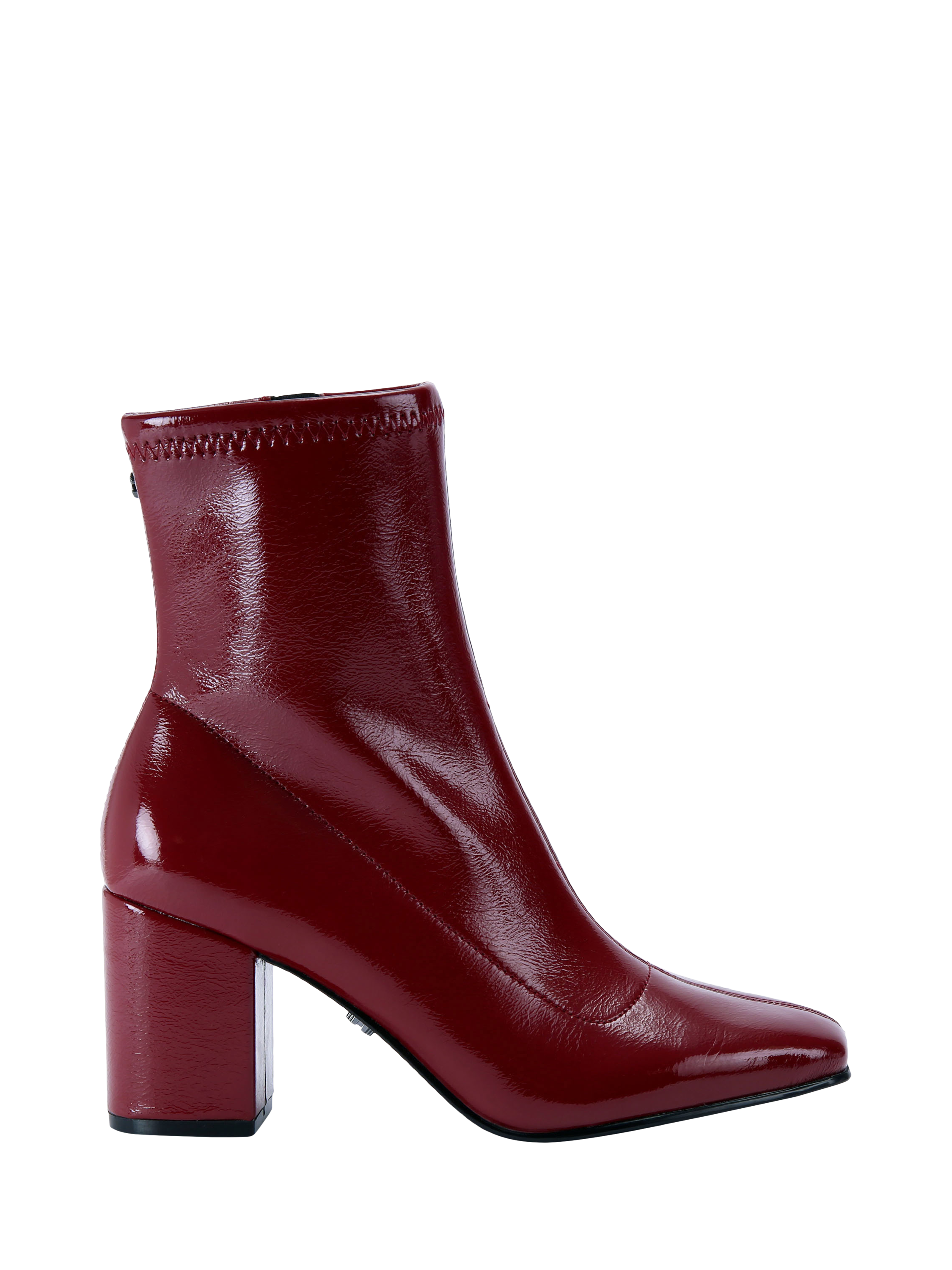 Carvela Strut Patent Block Heel Ankle Boots Black Red