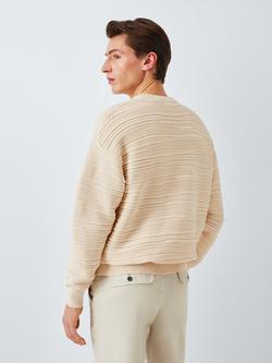 John Lewis Cotton Ripple Stitch Crew Neck Jumper, Ecru - view 2, Ecru