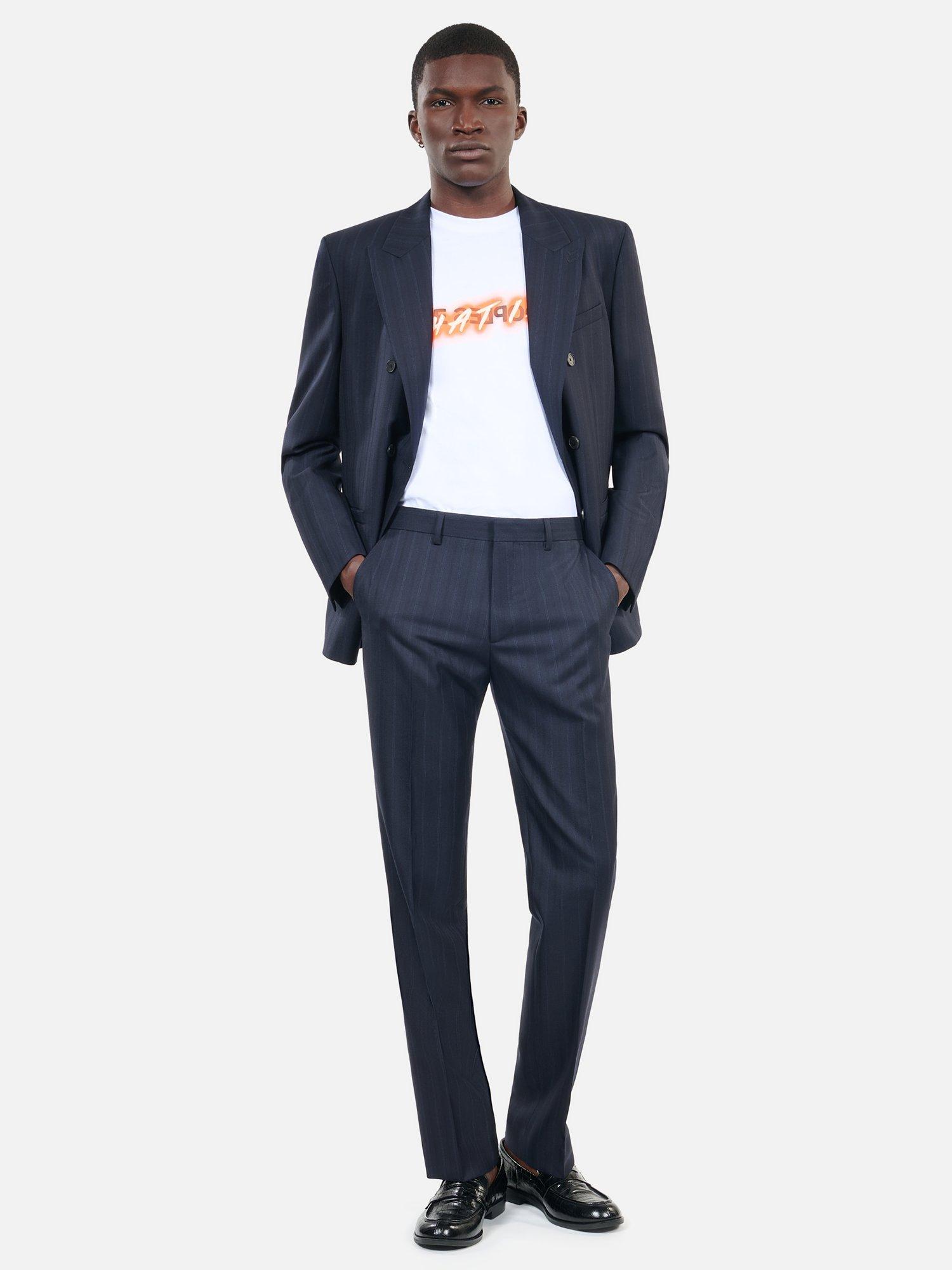 Product image 1 of 6, which shows THE KOOPLES Wool Straight Leg Suit Trousers, Navy, 30R