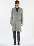 THE KOOPLES Manteau Long Herringbone Coat, Black White