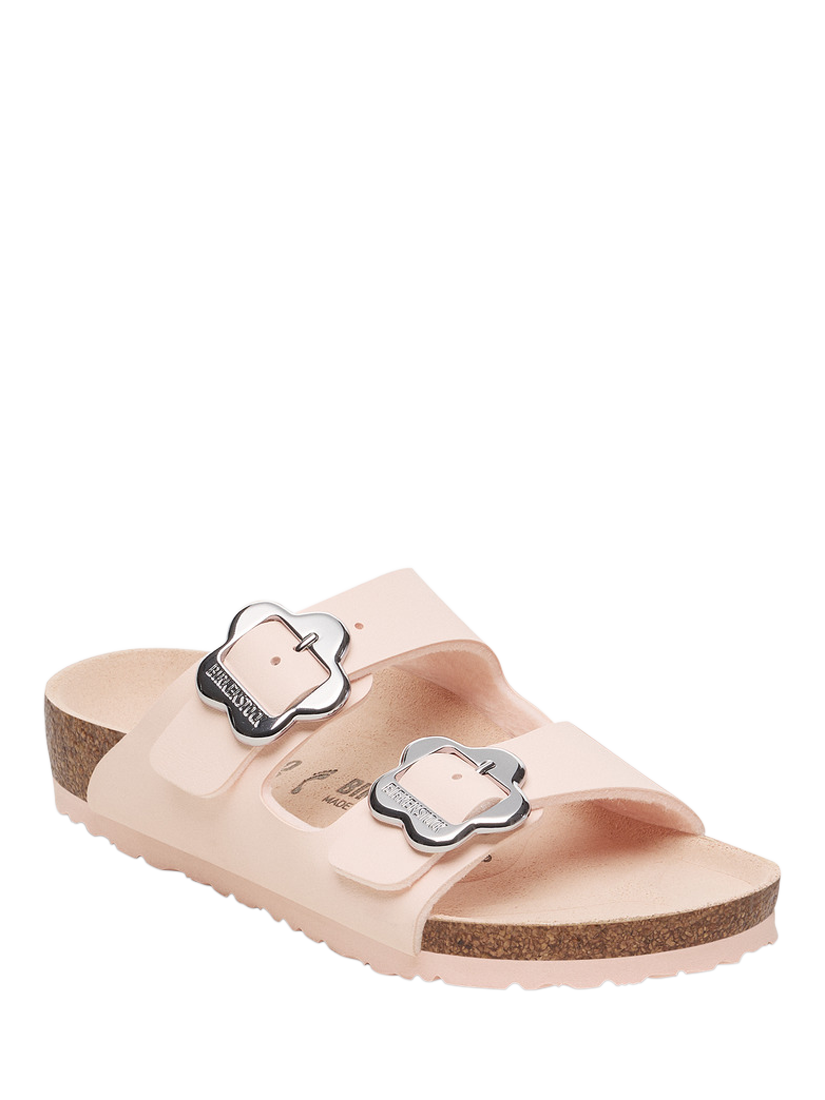 Product image 2 of 3, which shows Birkenstock Kids' Arizona Flower Buckle Sandals, Light Rose, EU28