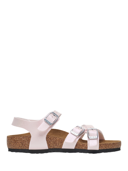 Birkenstock Kids' Kumba Saffiano Triple Buckle Birko-Flor Sandals, Light Rose, Light Rose