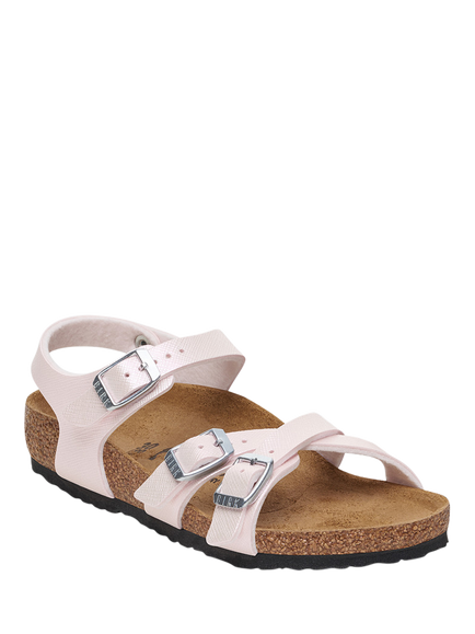 Birkenstock Kids' Kumba Saffiano Triple Buckle Birko-Flor Sandals, Light Rose - view 2, Light Rose