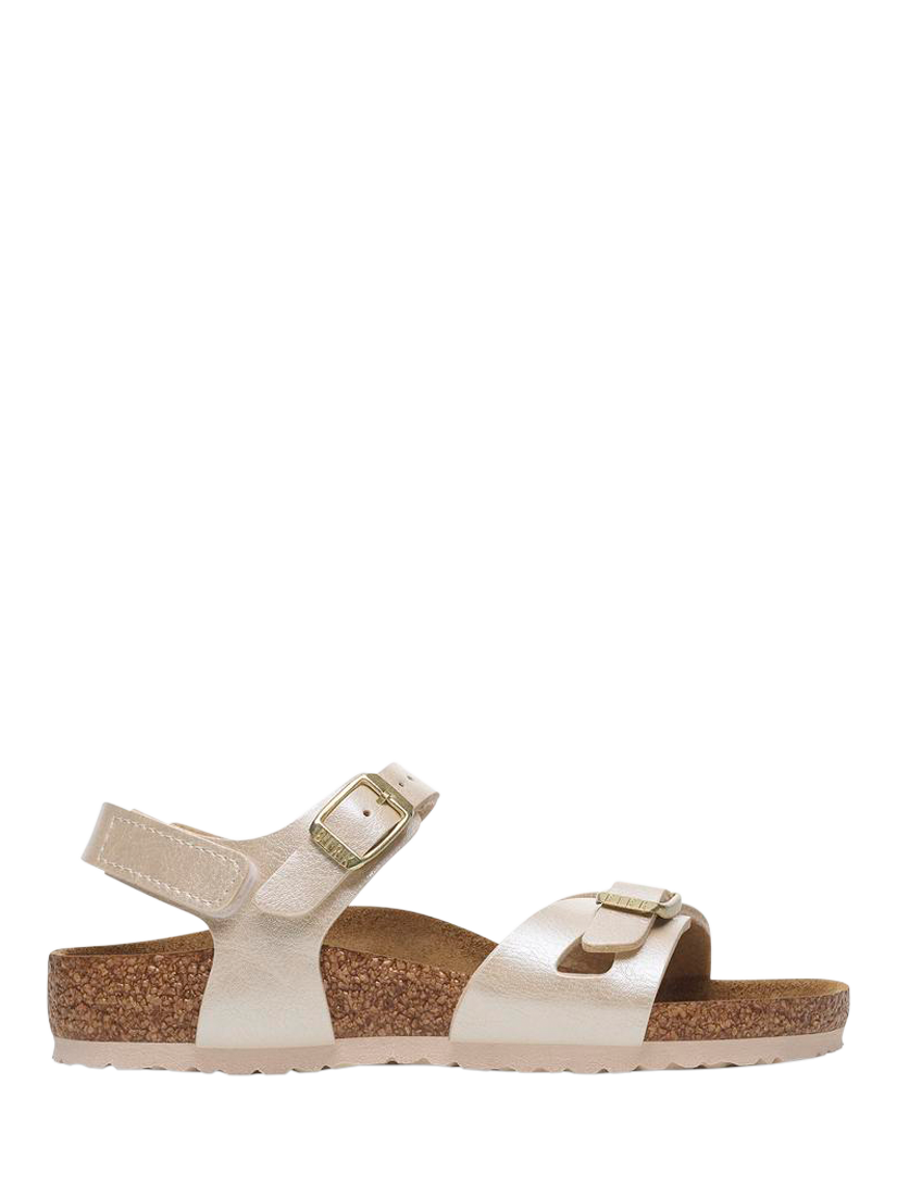 Product image 1 of 3, which shows Birkenstock Kids' Rio Ankle Strap Birko-Flor Sandals, Pearl White, EU24