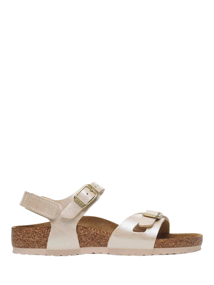 Birkenstock Kids' Rio Ankle Strap Birko-Flor Sandals, Pearl White, Pearl White
