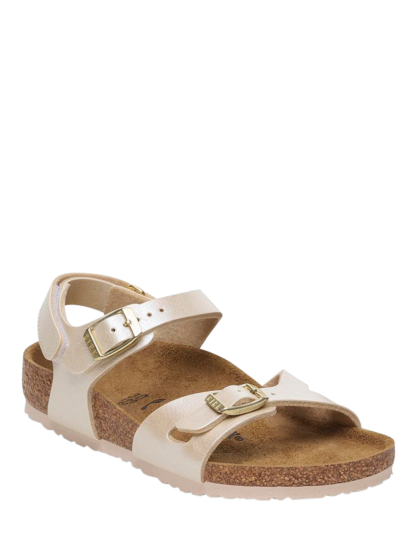 Product image 2 of 3, which shows Birkenstock Kids' Rio Ankle Strap Birko-Flor Sandals, Pearl White, EU24