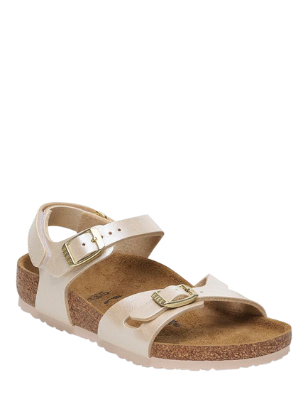 Birkenstock Kids' Rio Ankle Strap Birko-Flor Sandals, Pearl White - view 2, Pearl White