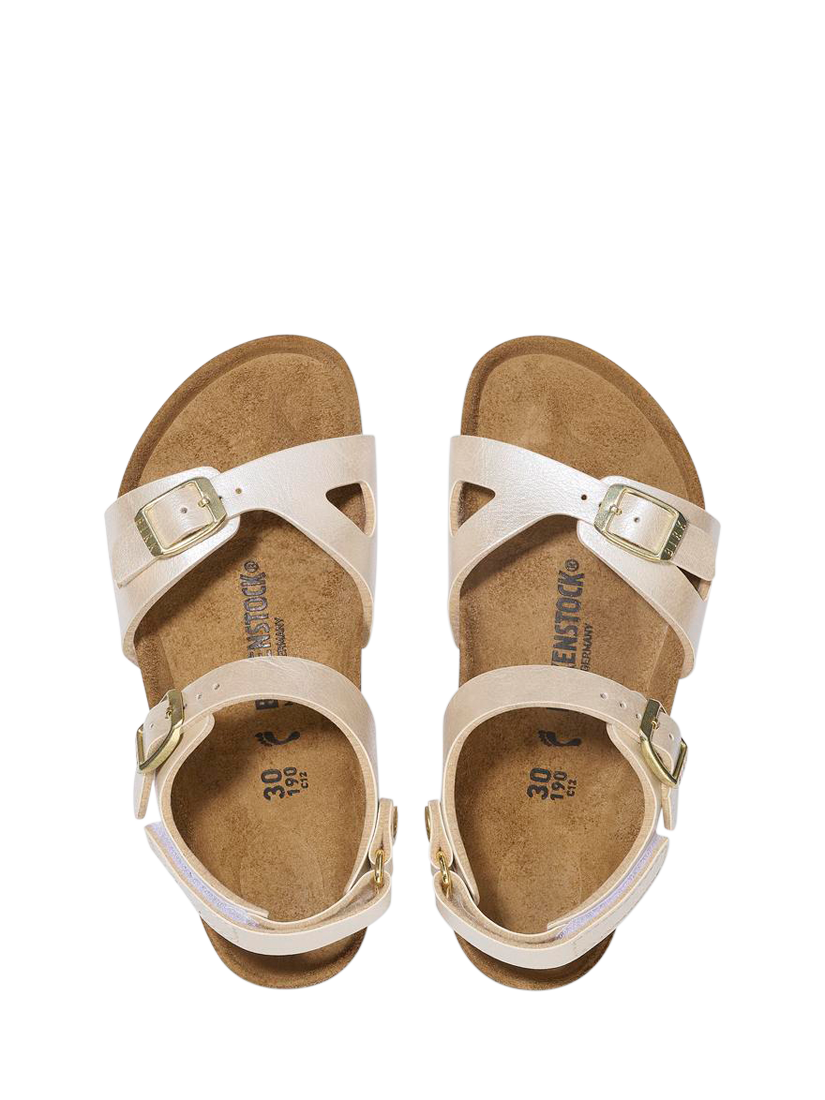 Product image 3 of 3, which shows Birkenstock Kids' Rio Ankle Strap Birko-Flor Sandals, Pearl White, EU24
