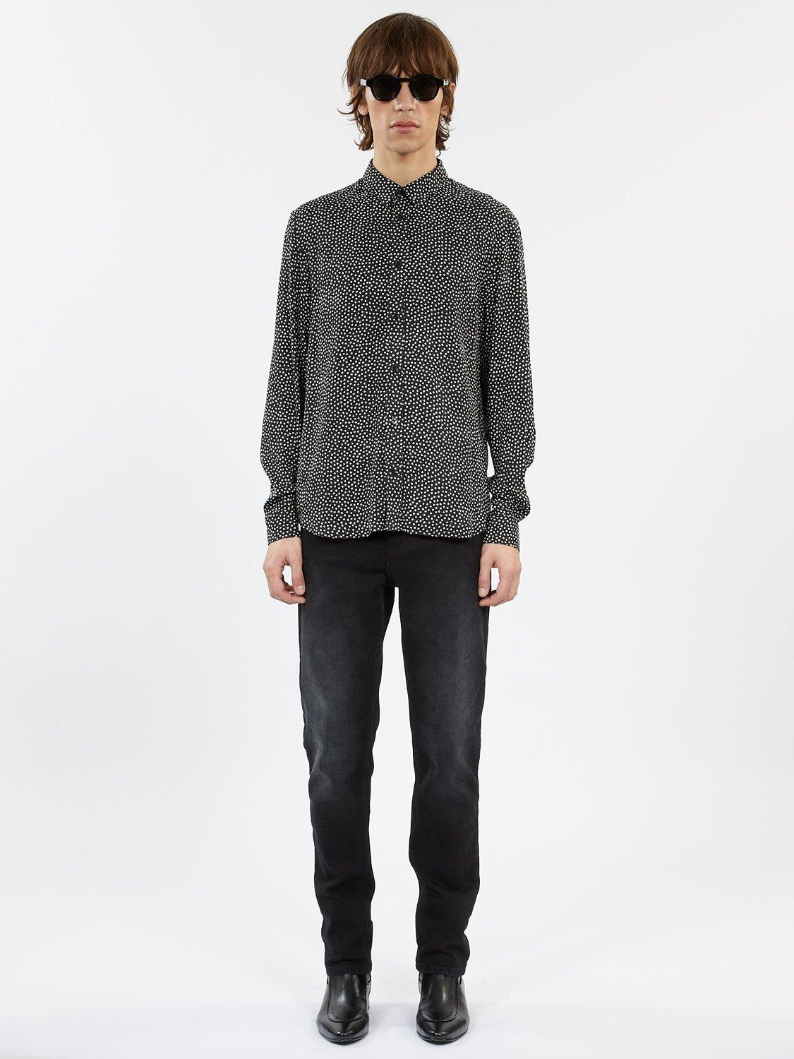 Product image 1 of 3, which shows THE KOOPLES Chemise Regular Fit Spot Print Shirt, Black/White, XXL