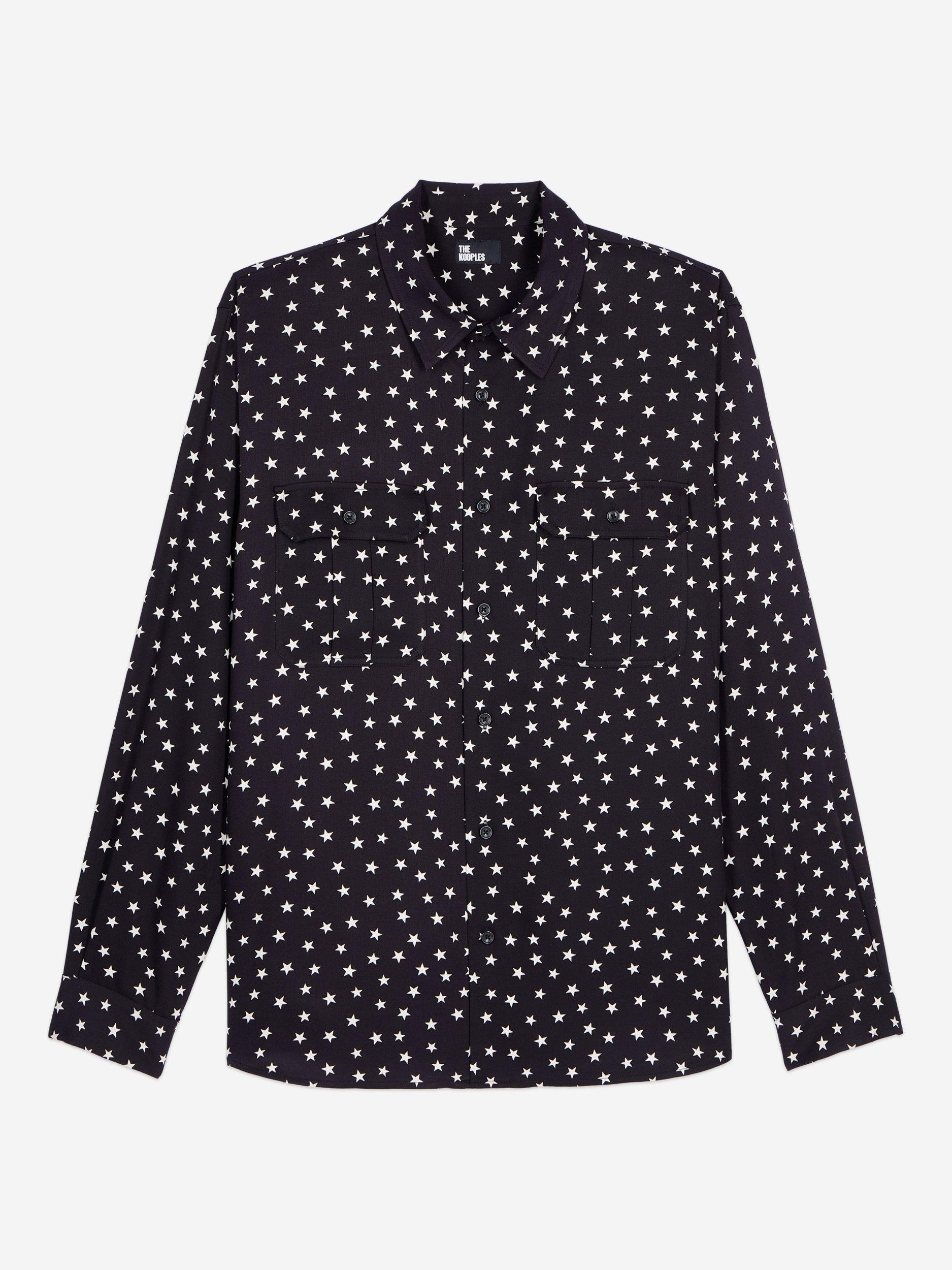 Product image 6 of 7, which shows THE KOOPLES Star Print Shirt, Black/White, L