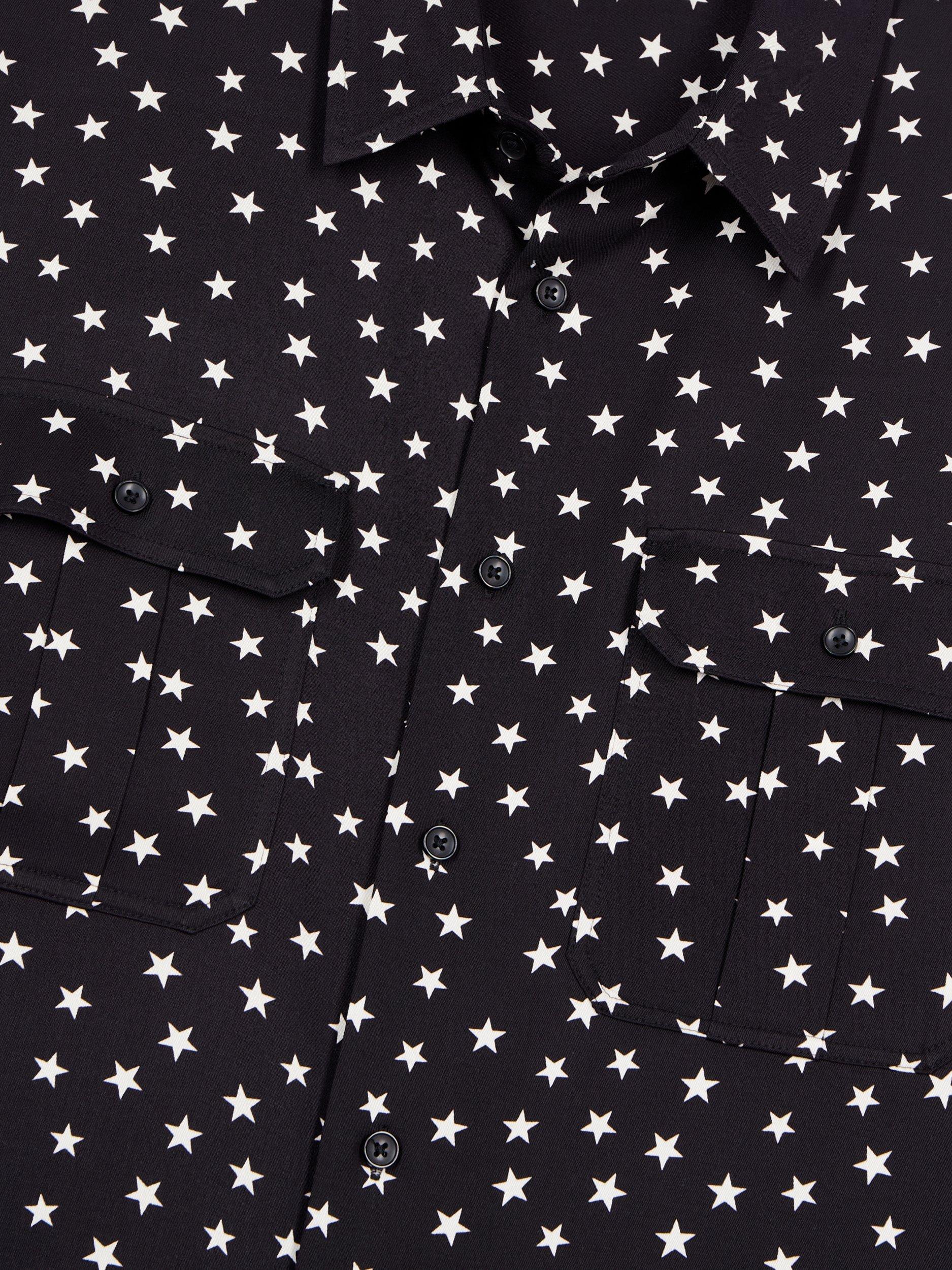 Product image 7 of 7, which shows THE KOOPLES Star Print Shirt, Black/White, L