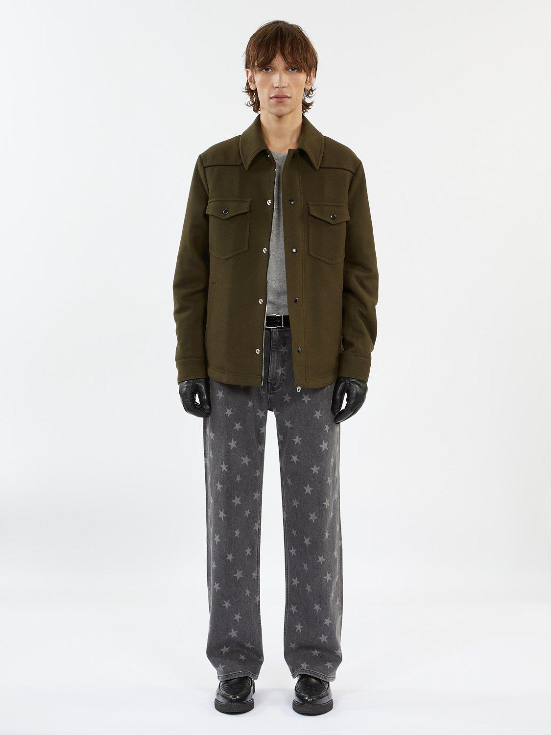 Product image 1 of 3, which shows THE KOOPLES Wool Blend Regular Fit Overshirt Jacket, Khaki, XXL
