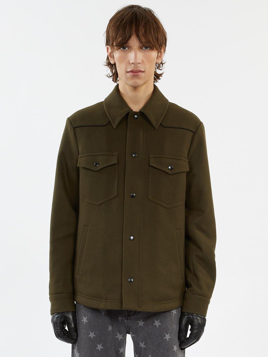 Product image 3 of 3, which shows THE KOOPLES Wool Blend Regular Fit Overshirt Jacket, Khaki, XXL