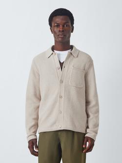 John Lewis Moss Stitch Cotton Cardigan, Natural, Natural