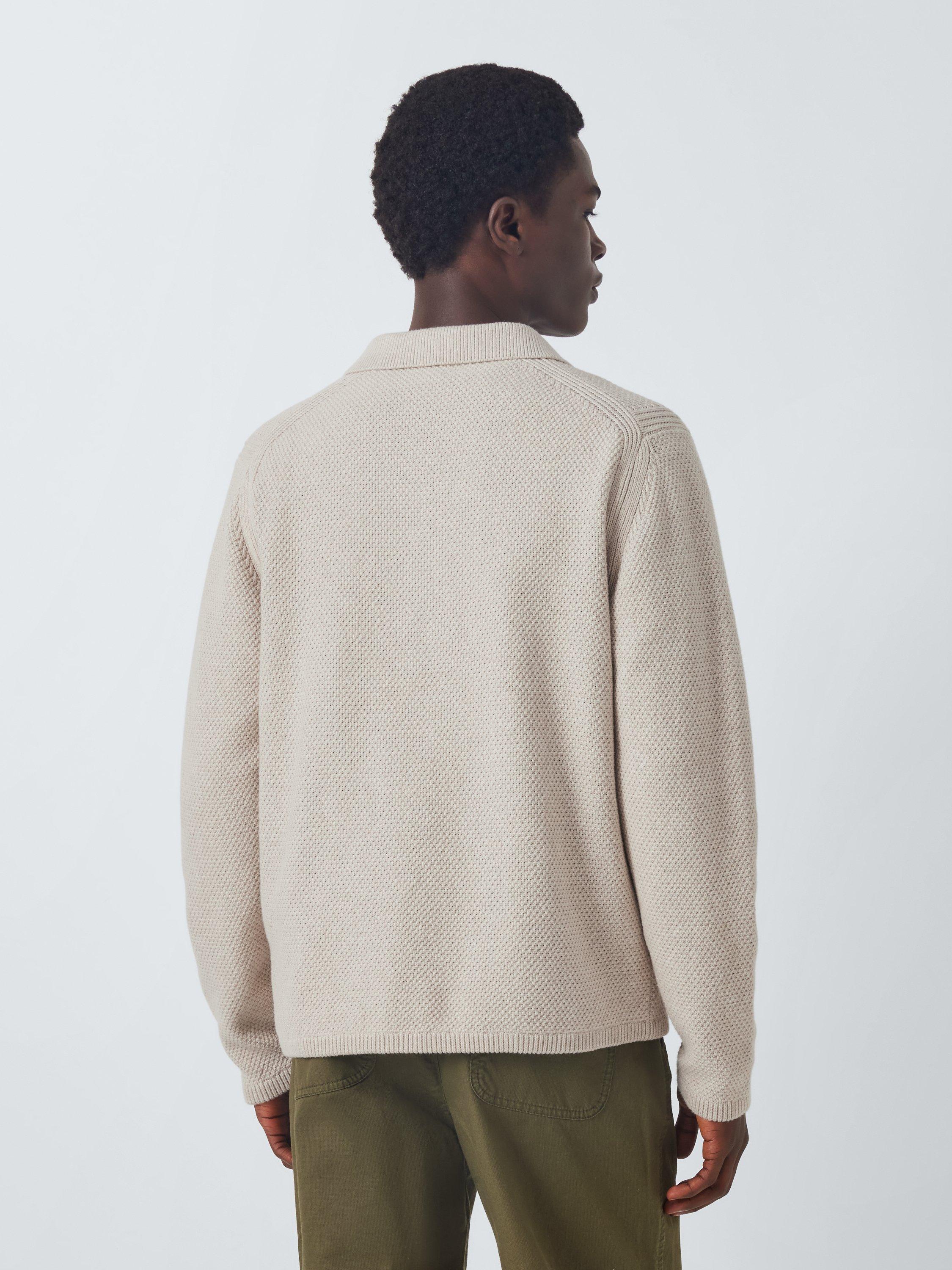 Product image 2 of 6, which shows John Lewis Moss Stitch Cotton Cardigan, Natural, M
