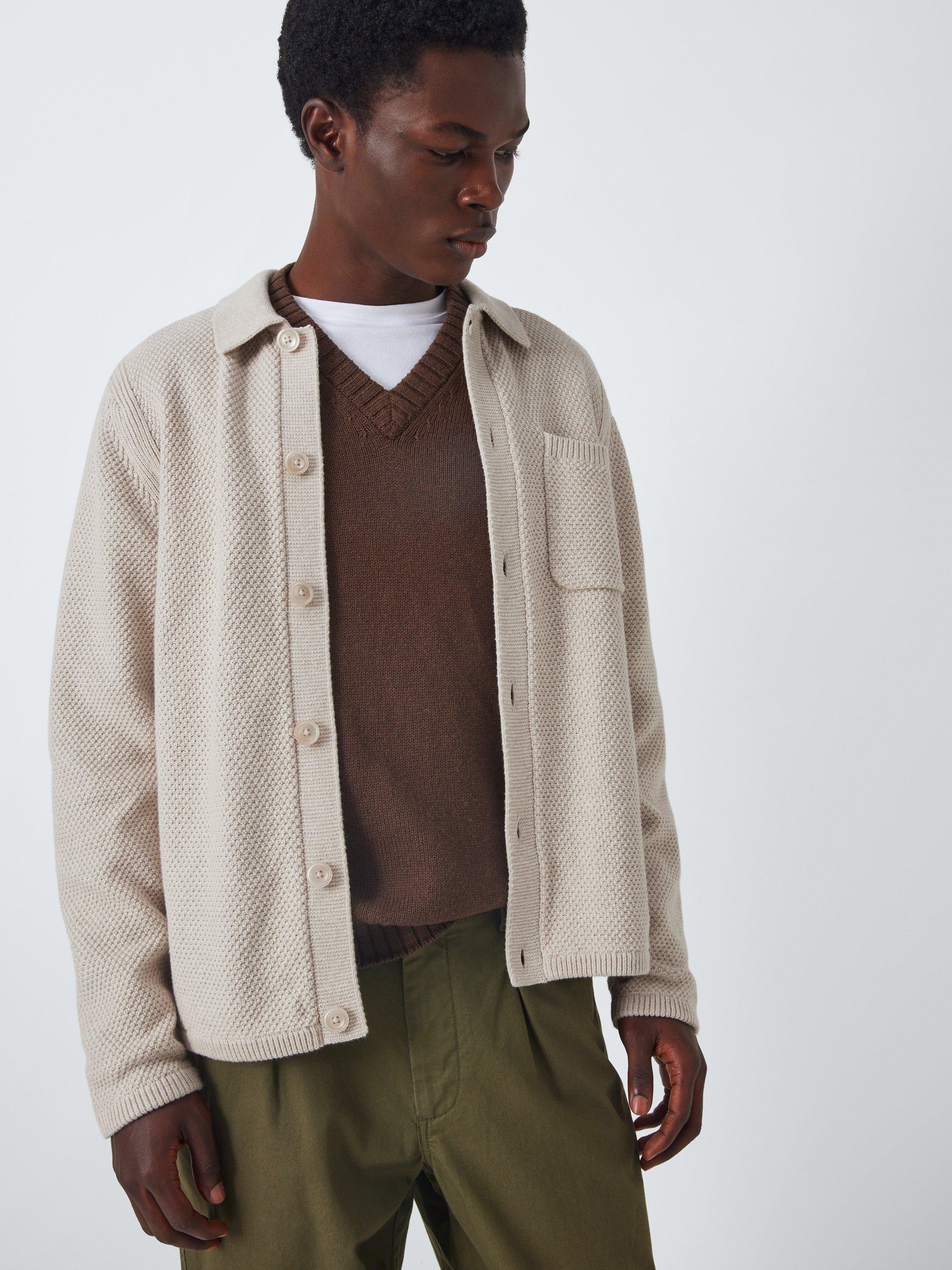 Product image 5 of 6, which shows John Lewis Moss Stitch Cotton Cardigan, Natural, M