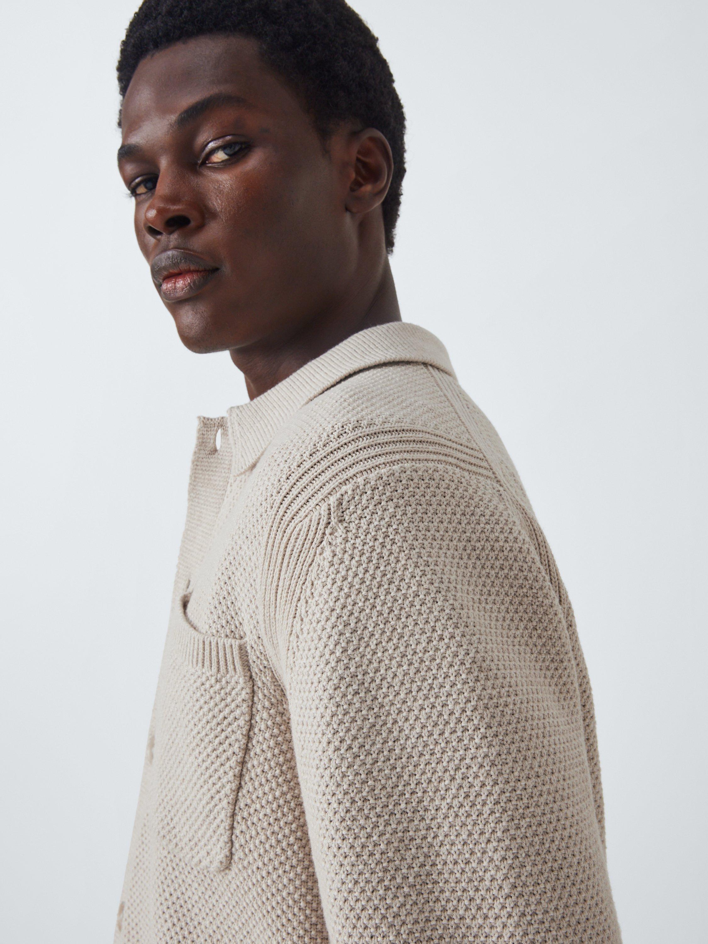 Product image 6 of 6, which shows John Lewis Moss Stitch Cotton Cardigan, Natural, M