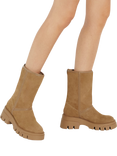 Dune London Podski Suede Borg Lined Ankle Boots, Taupe