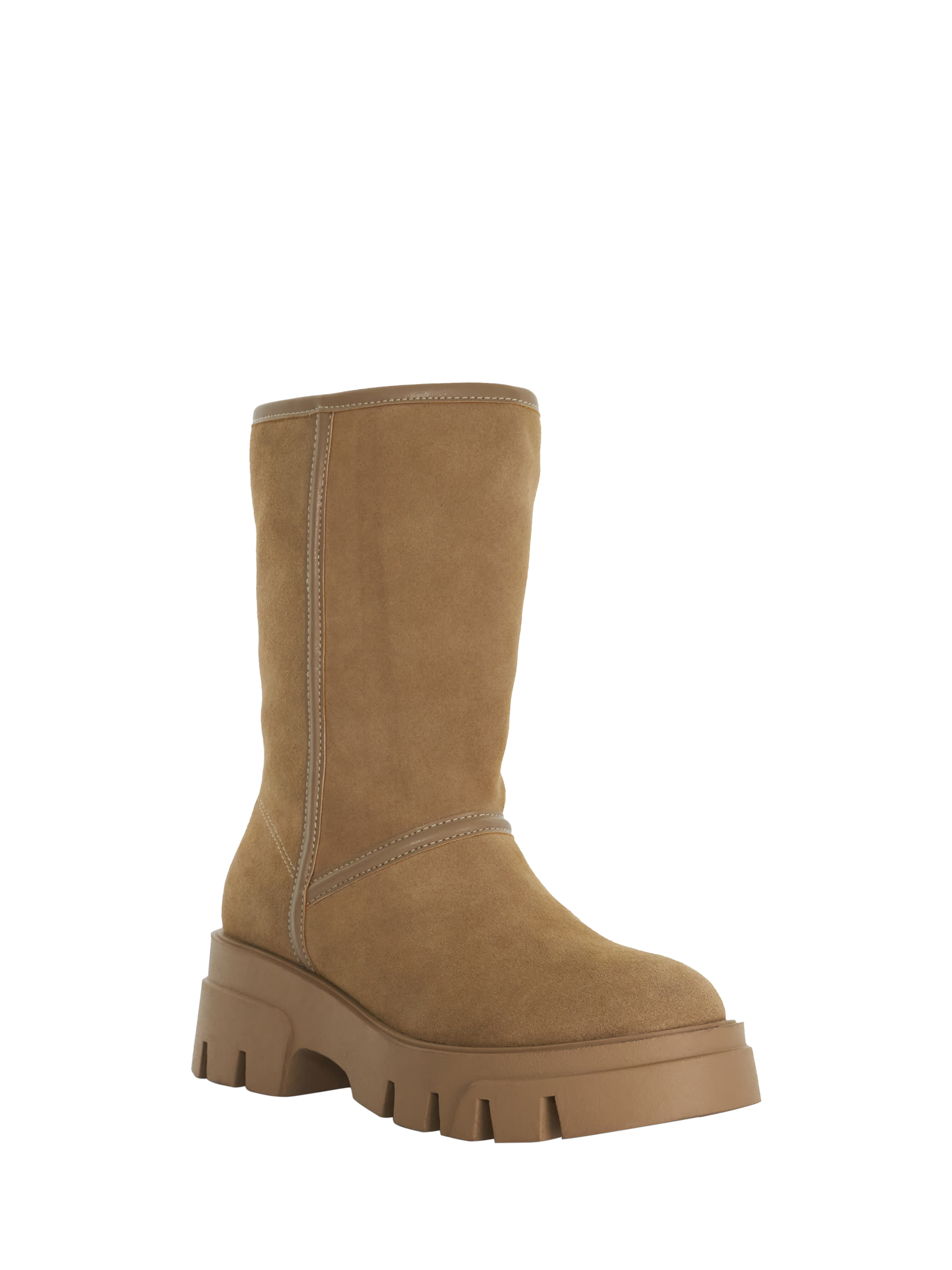 Product image 4 of 6, which shows Dune London Podski Suede Borg Lined Ankle Boots, Taupe, EU36