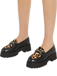 Dune London Groundbreaking Leather Chunky Loafers, Black/Multi