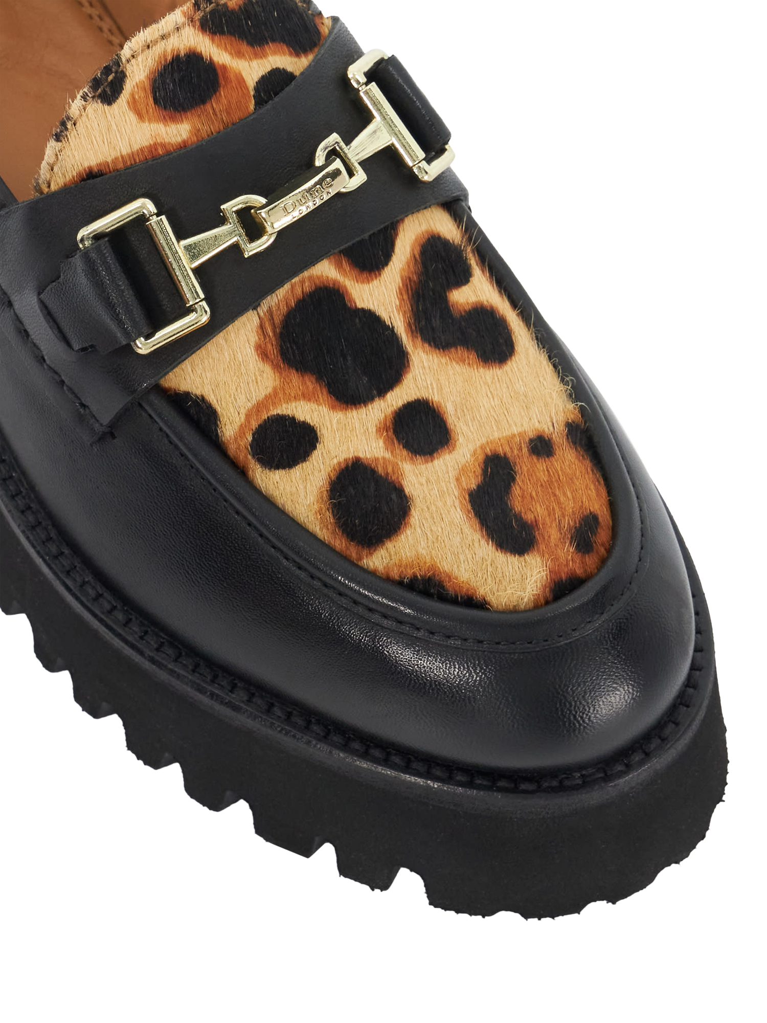 Product image 6 of 6, which shows Dune London Groundbreaking Leather Chunky Loafers, Black/Multi, EU36