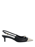 Dune Capsule Leather Pointed Slingback Courts, Black/Cream