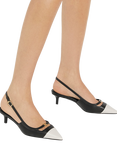 Dune Capsule Leather Pointed Slingback Courts, Black/Cream