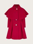 Monsoon Kids' Detachable Cape Collared Coat, Red