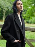 Ro&Zo Double Breasted Wool Blend Coat, Black